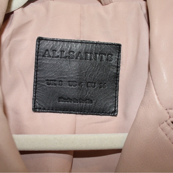 ALL SAINTS DALBY LEATHER JACKET IN MOONLIGHT PINK *sold out color* - Picture 7 of 10